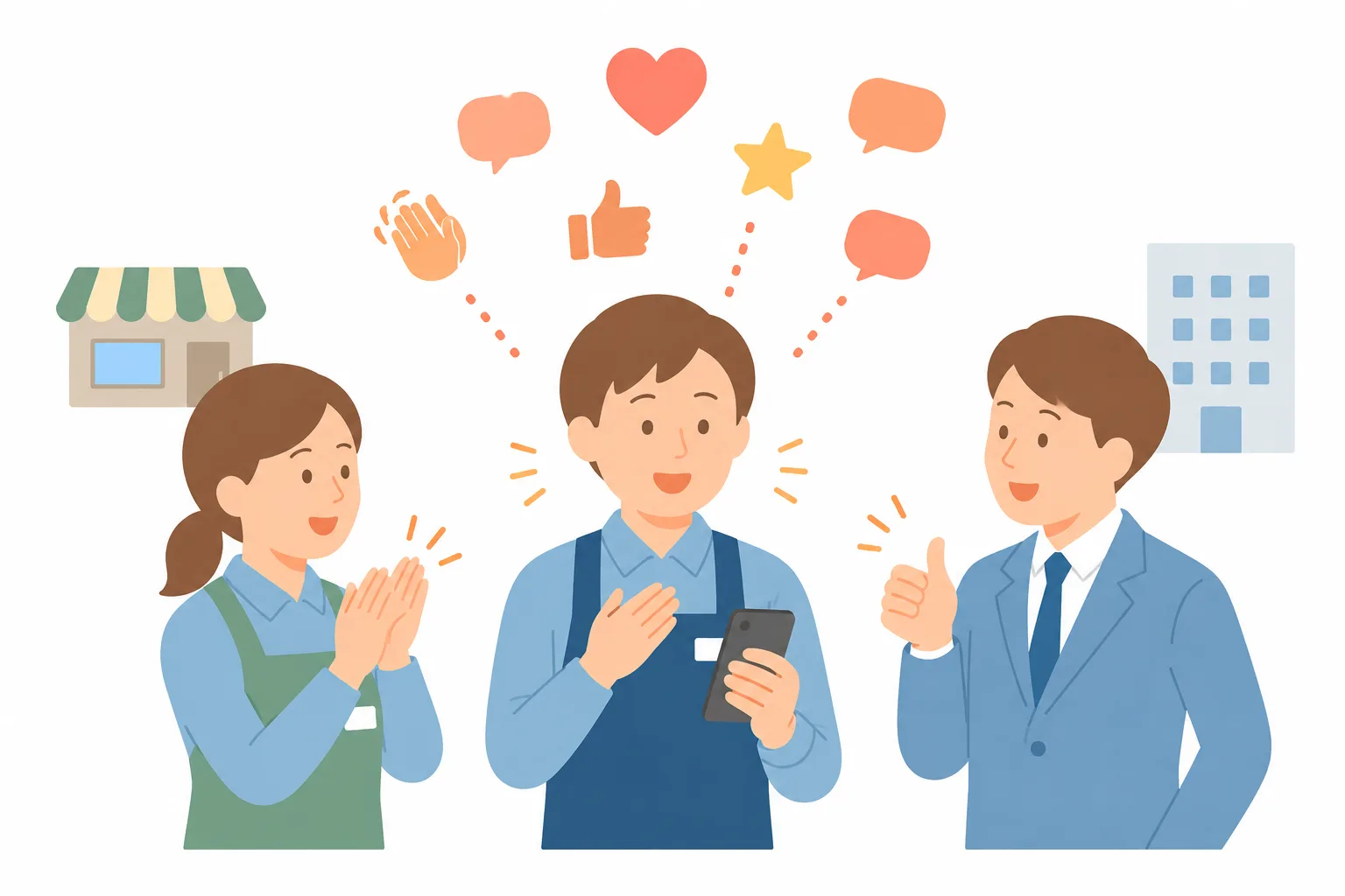 感謝や称賛が見える様子を表すイラスト